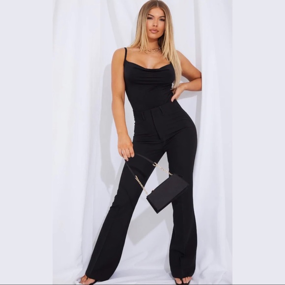 Black Soft Touch Cowl Neck Bodysuit - Picture 2 of 5